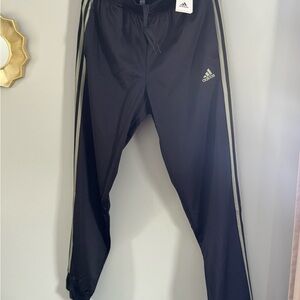 Adidas Black Joggers with Olive Stripes